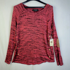 Sweet Wanderer Lightweight Tunic Sweater Women XL Rust Elbow PatchWork School